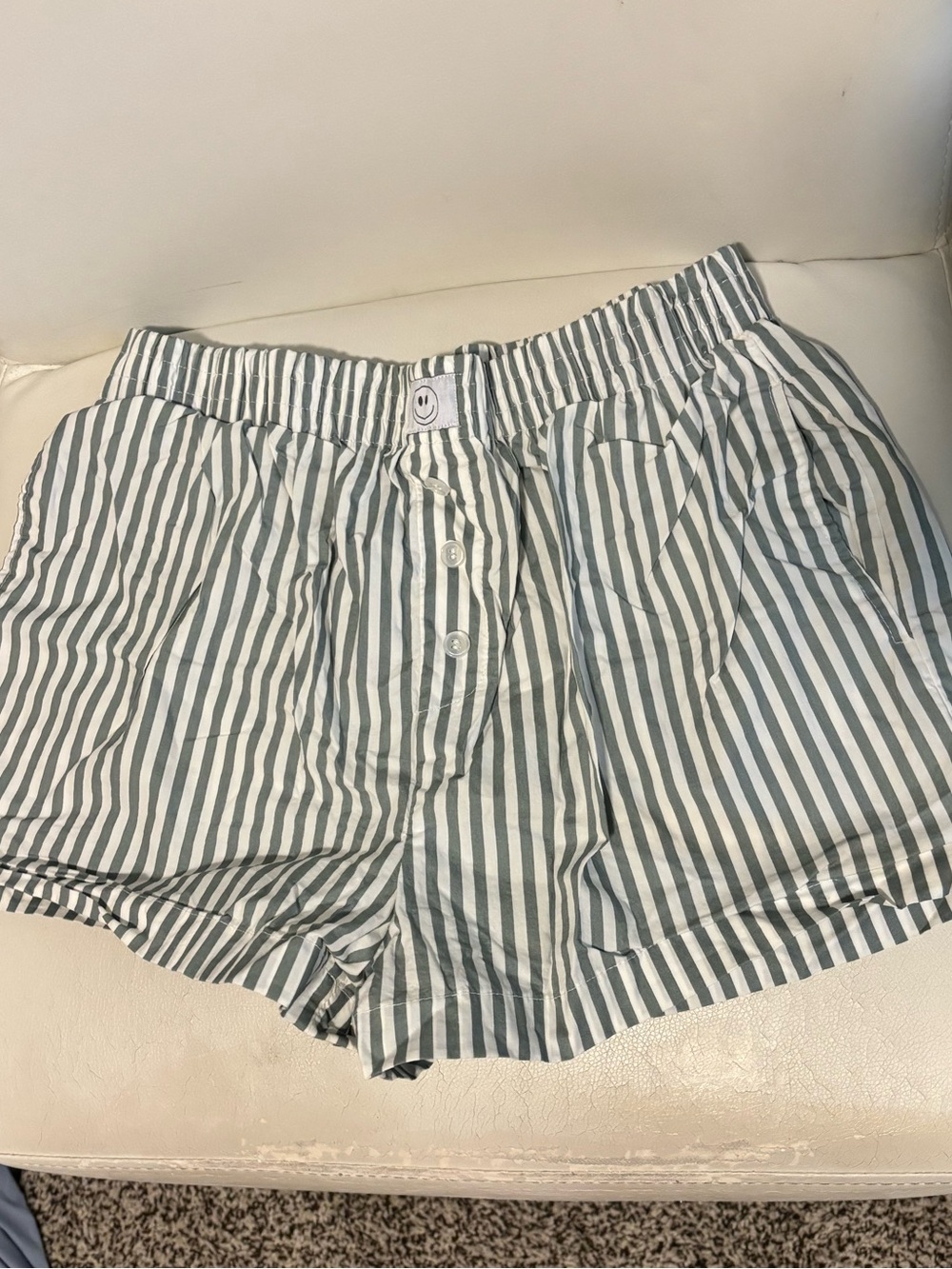 Striped Green and White Women’s Boxer Cotton Shorts